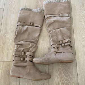 Knee length tan boots